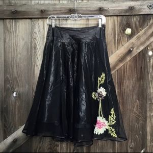 Betsey Johnson black flared embroidered skirt 2